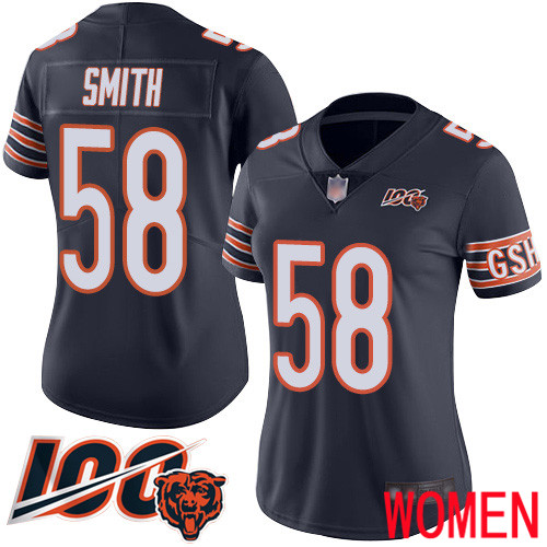 Chicago Bears Limited Navy Blue Women Roquan Smith Home Jersey NFL Football #58 100th Season